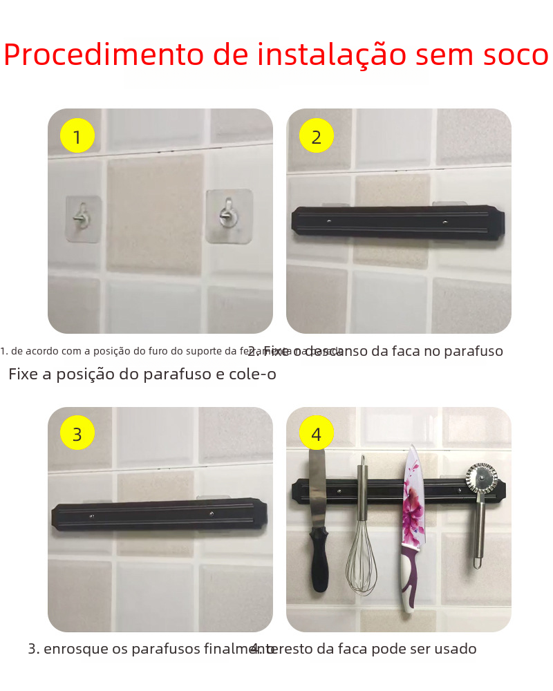 Magnetic Knife Rack Wall-Mounted Kitchen Organizer