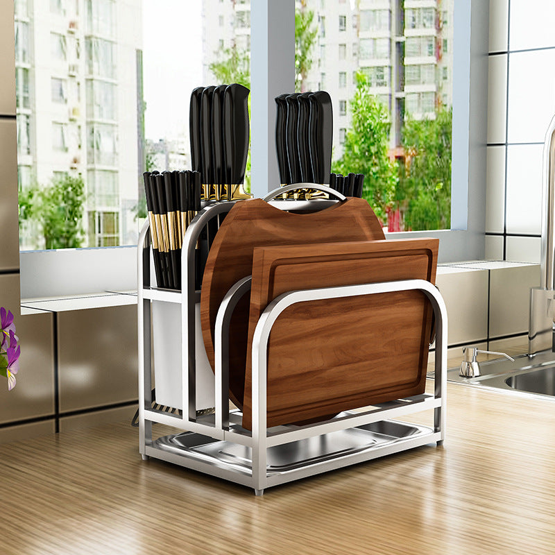 Integrated Chopping Board Rack with Knife Storage
