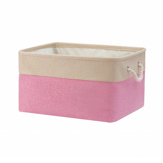 Collapsible Linen Fabric Storage Bin with Handles