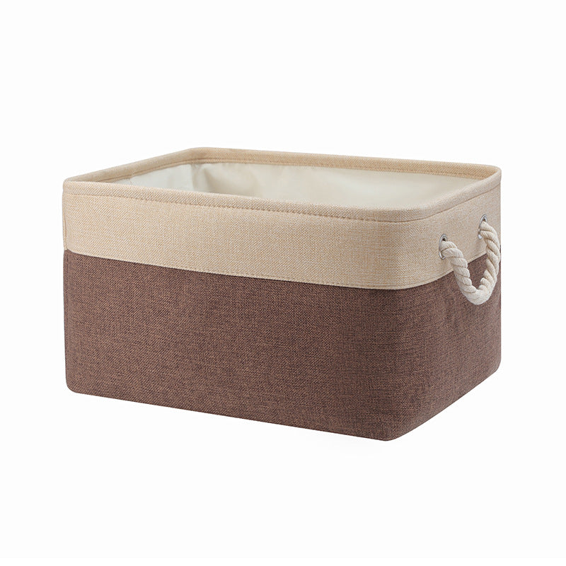 Collapsible Linen Fabric Storage Bin with Handles
